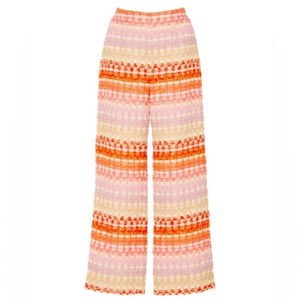 Markarian Rainbow Tweed Pants‎ Wide Leg High Waist Retro Chic Trousers
